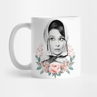 Audrey Hepburn T-Shirt Sticker Flowers Illustration Hoodie Notebook T-Shirt Mug